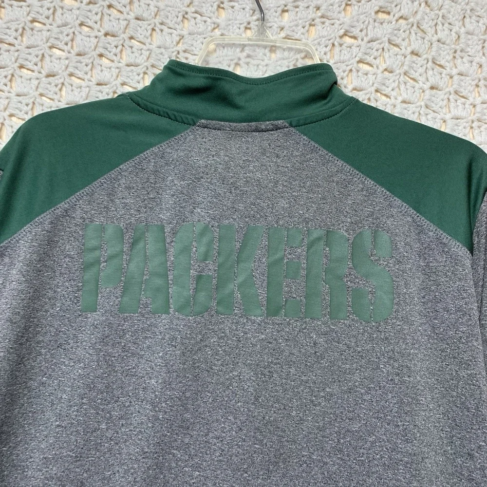 Green Bay Packers 1/4 Zip Pullover Shirt Mens Sz‎ L NFL Team Apparel Gray